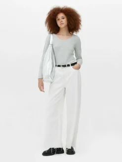 Mujer Primark Tops Y Camisetas|Camiseta De Manga Larga Con Cuello De Pico