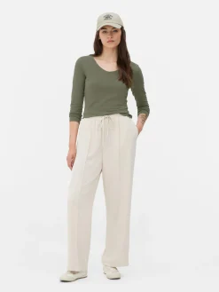 Mujer Primark Tops Y Camisetas|Camiseta De Manga Larga De Cuello De Pico