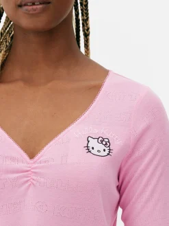 Mujer Primark Tops De Pijama|Camiseta De Pijama De Pointelle De Hello Kitty