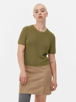 Mujer Primark Tops Y Camisetas|Camiseta De Punto De Cuello Redondo