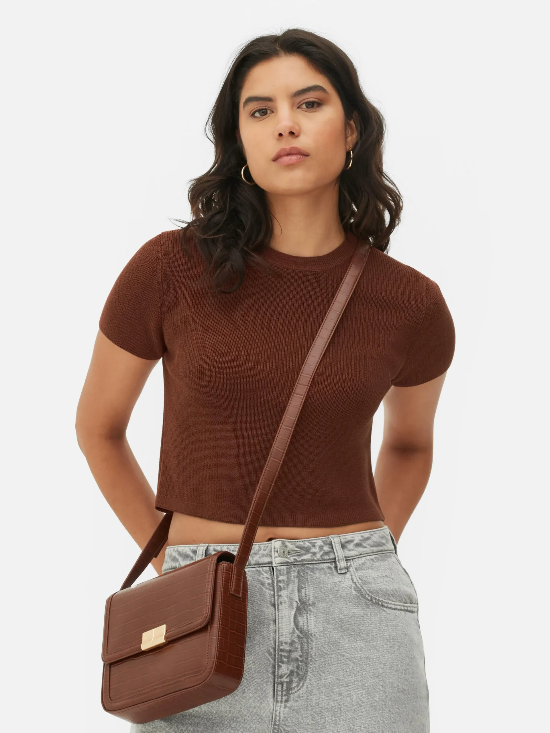 Mujer Primark Tops Y Camisetas|Camiseta De Punto De Cuello Redondo