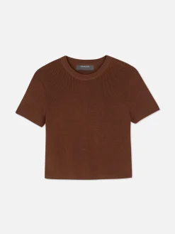 Mujer Primark Tops Y Camisetas|Camiseta De Punto De Cuello Redondo