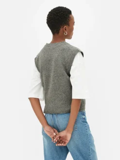 Mujer Primark Jerseys Y Cárdigans|Camiseta De Punto Sin Mangas Con Cuello De Pico