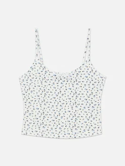Mujer Primark Tops Y Camisetas|Camiseta De Tirantes Acanalada De Flores