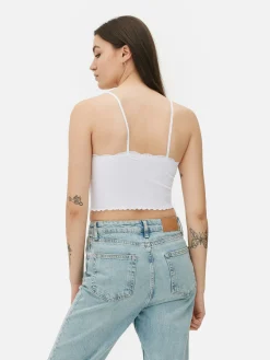 Mujer Primark Tops Y Camisetas|Camiseta De Tirantes Corta Con Ribete De Encaje