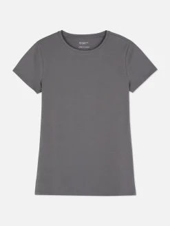 Mujer Primark Tops Y Camisetas|Camiseta Elástica De Manga Corta Y Cuello Redondo