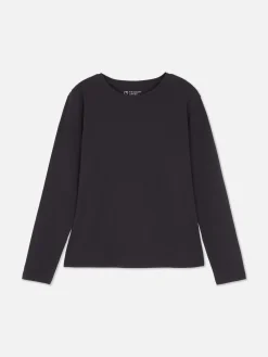 Mujer Primark Tops Y Camisetas|Camiseta Elástica De Manga Larga Con Cuello Redondo