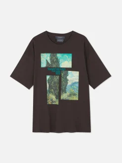 Mujer Primark Camisetas Y Sudaderas Con Estampado Gráfico|Tops Y Camisetas|Camiseta Extragrande Con Los Cipreses De Van Gogh