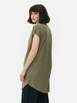 Mujer Primark Tops Y Camisetas|Camiseta Larga De Cuello Redondo