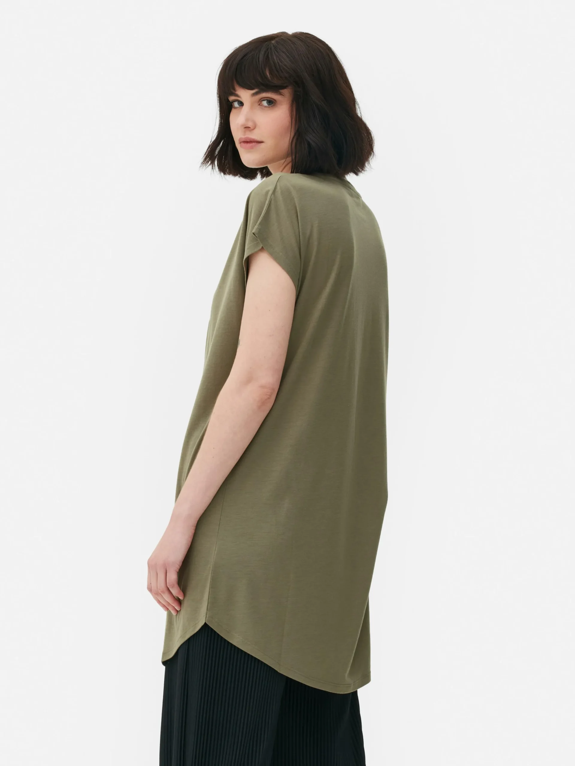 Mujer Primark Tops Y Camisetas|Camiseta Larga De Cuello Redondo