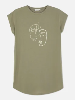 Mujer Primark Tops Y Camisetas|Camiseta Larga De Cuello Redondo