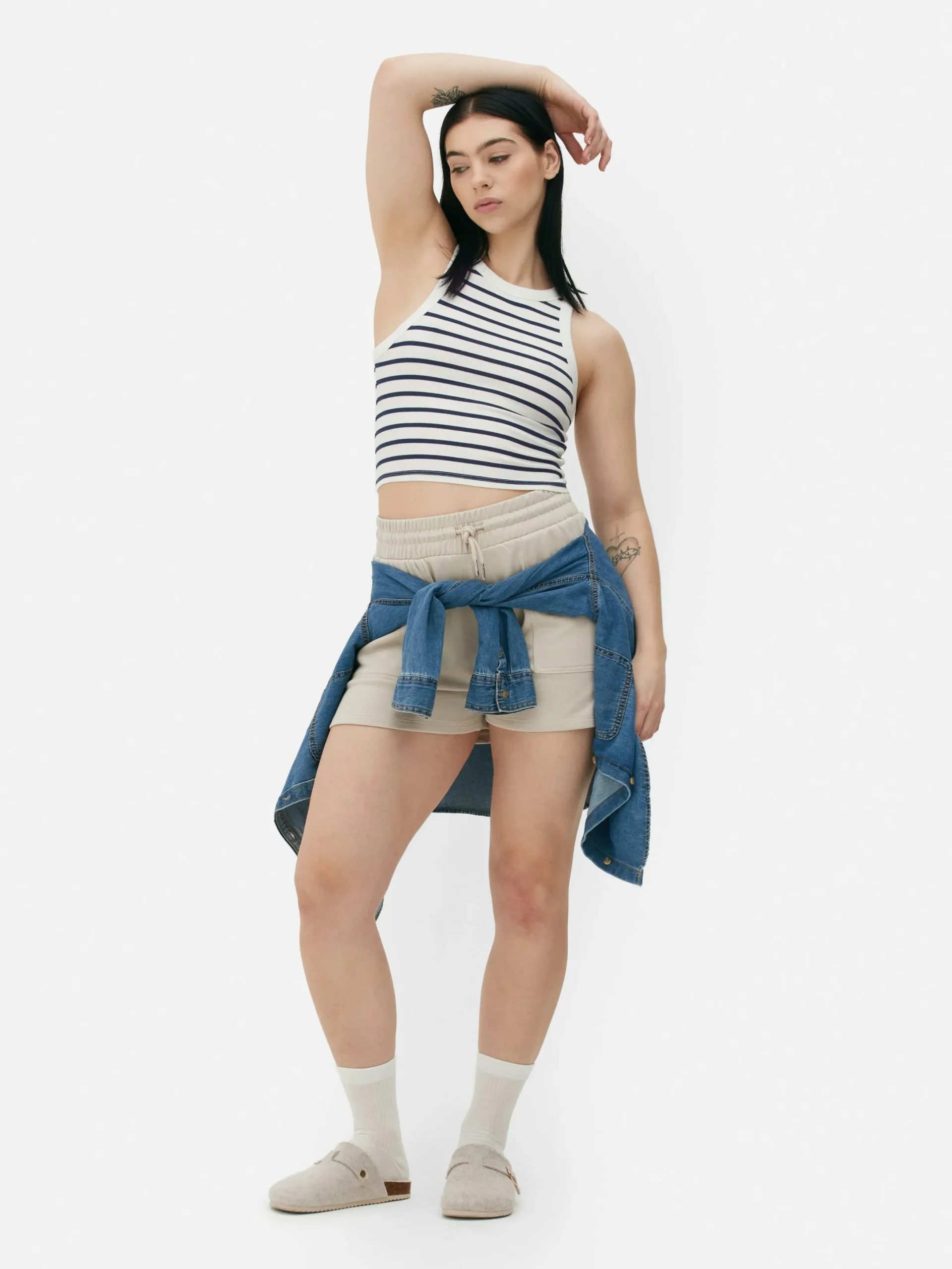 Mujer Primark Tops Y Camisetas|Camiseta Sin Mangas A Rayas Con Espalda Nadadora