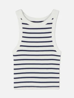 Mujer Primark Tops Y Camisetas|Camiseta Sin Mangas A Rayas Con Espalda Nadadora