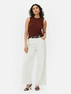 Mujer Primark Tops Y Camisetas|Camiseta Sin Mangas De Punto Con Bajo Sin Rematar