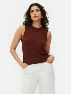 Mujer Primark Tops Y Camisetas|Camiseta Sin Mangas De Punto Con Bajo Sin Rematar