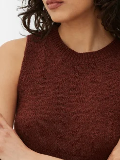 Mujer Primark Tops Y Camisetas|Camiseta Sin Mangas De Punto Con Bajo Sin Rematar