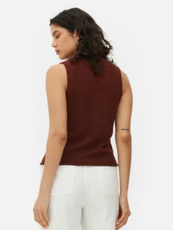 Mujer Primark Tops Y Camisetas|Camiseta Sin Mangas De Punto Con Bajo Sin Rematar