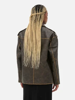 Mujer Primark Abrigos Y Chaquetas|Cazadora Motera Extragrande De Efecto Desgastado