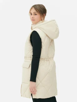 Mujer Primark Abrigos Y Chaquetas|Chaleco Acolchado Largo Con Capucha
