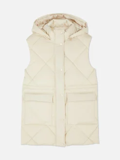 Mujer Primark Abrigos Y Chaquetas|Chaleco Acolchado Largo Con Capucha