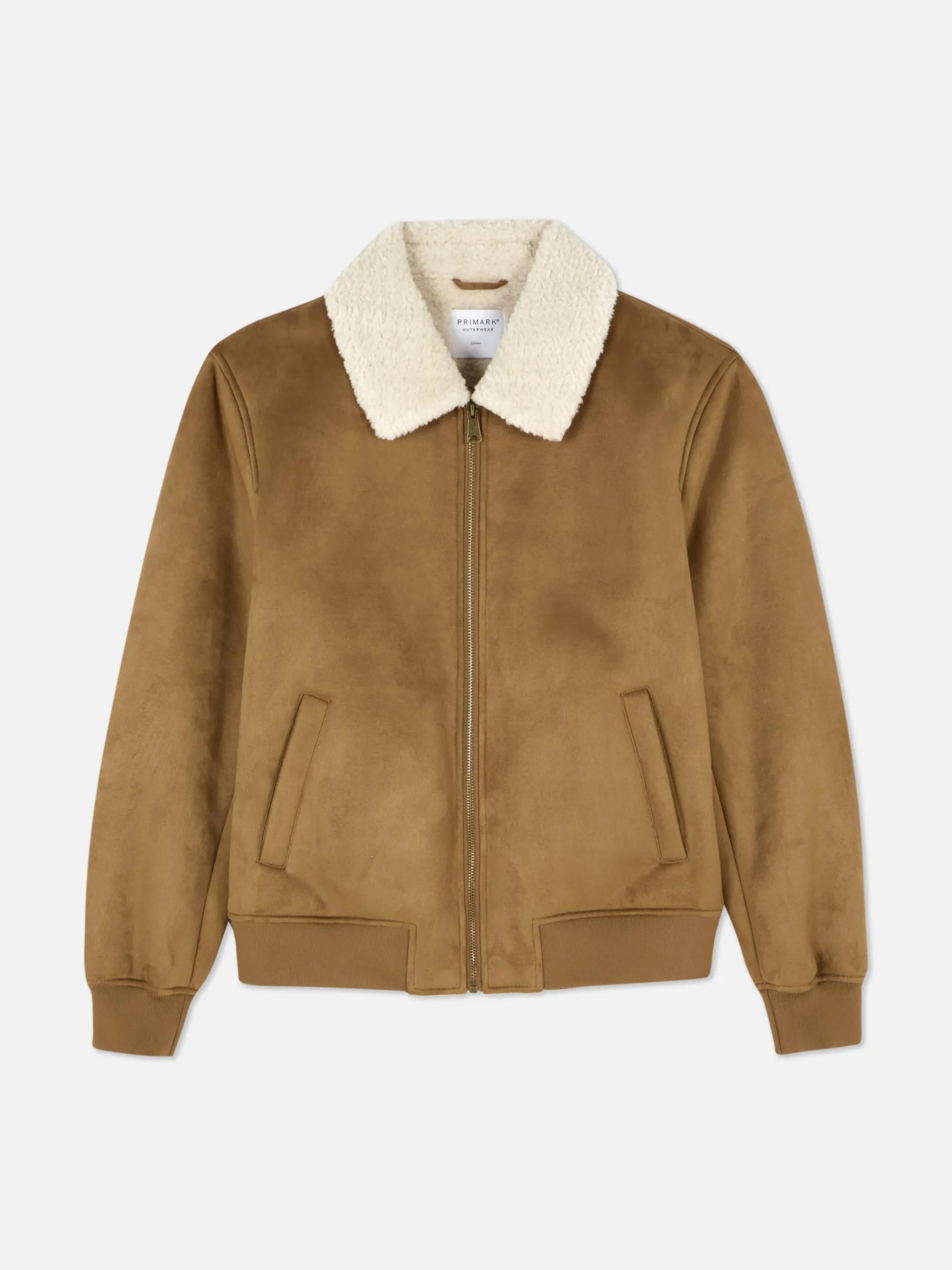 Hombre Primark Abrigos Y Chaquetas|Chaqueta De Antelina Con Cuello De Borrego Sintético