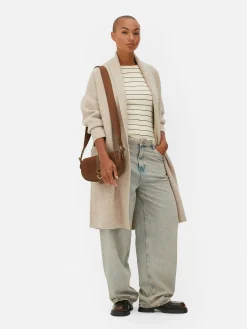 Mujer Primark Jerseys Y Cárdigans|Chaqueta Larga De Punto Con Cuello Esmoquin