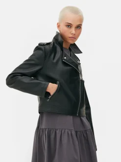 Mujer Primark Abrigos Y Chaquetas|Chaqueta Motera Básica De Cuero Sintético