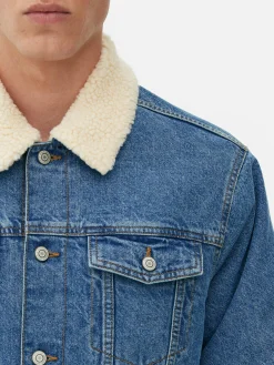 Hombre Primark Abrigos Y Chaquetas|Chaqueta Vaquera Con Cuello De Borrego Sintético