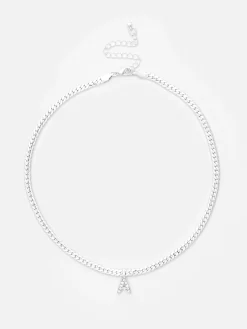 Mujer Primark Bisutería|Collar De Cadena De Serpiente Con Inicial De Strass