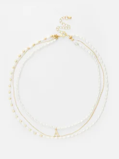 Mujer Primark Bisutería|Collar De Triple Cadena Con Inicial