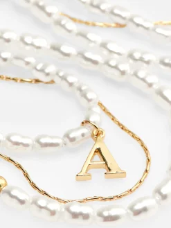 Mujer Primark Bisutería|Collar De Triple Cadena Con Inicial