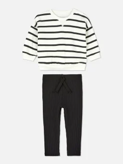 Primark Conjuntos Y Sets|Conjunto De Sudadera A Rayas Y Leggings De Canalé