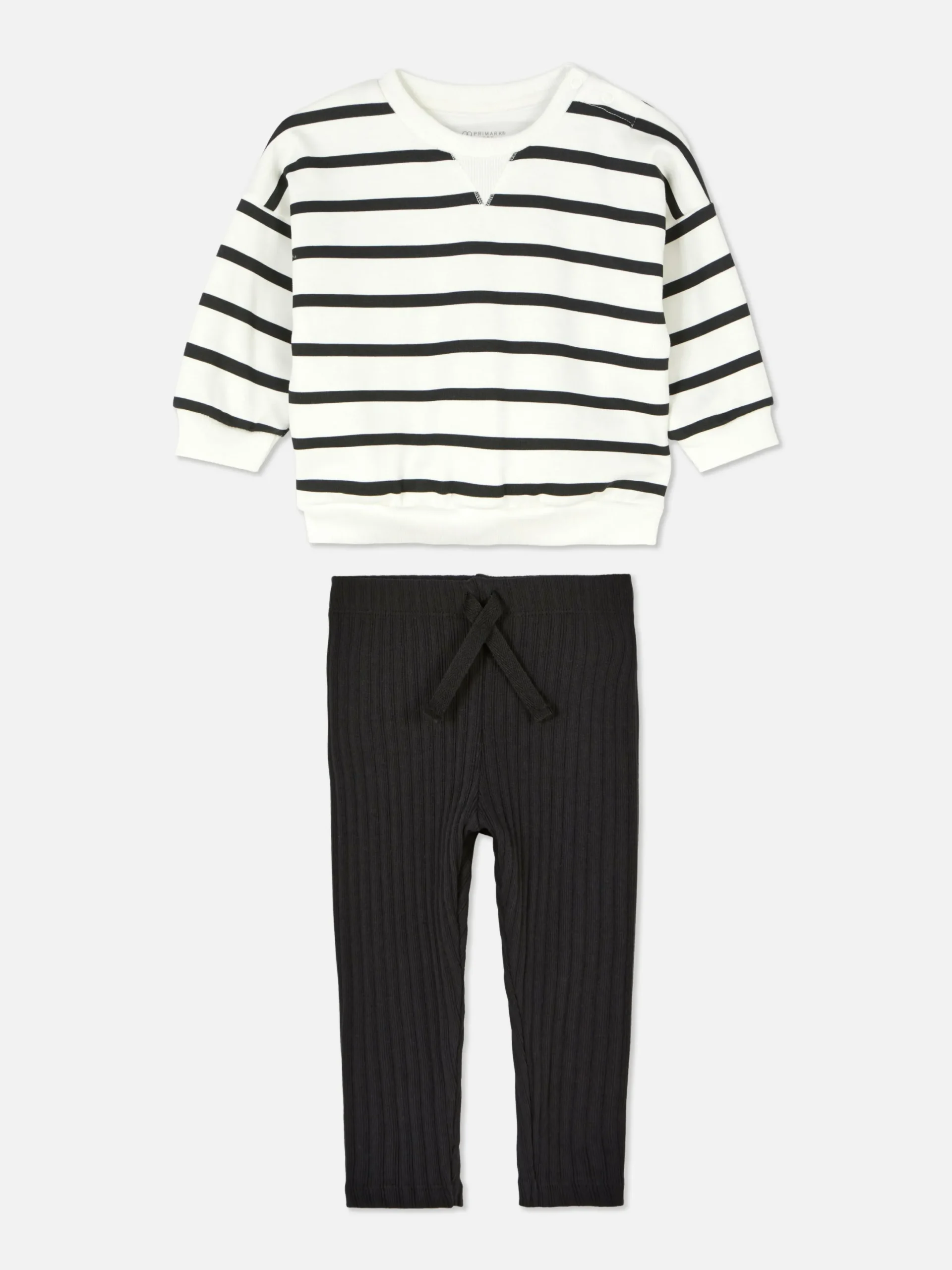 Primark Conjuntos Y Sets|Conjunto De Sudadera A Rayas Y Leggings De Canalé