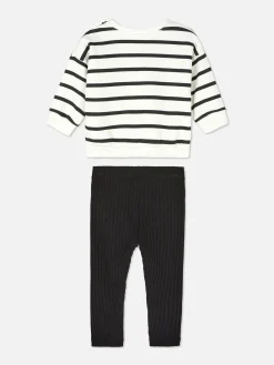 Primark Conjuntos Y Sets|Conjunto De Sudadera A Rayas Y Leggings De Canalé