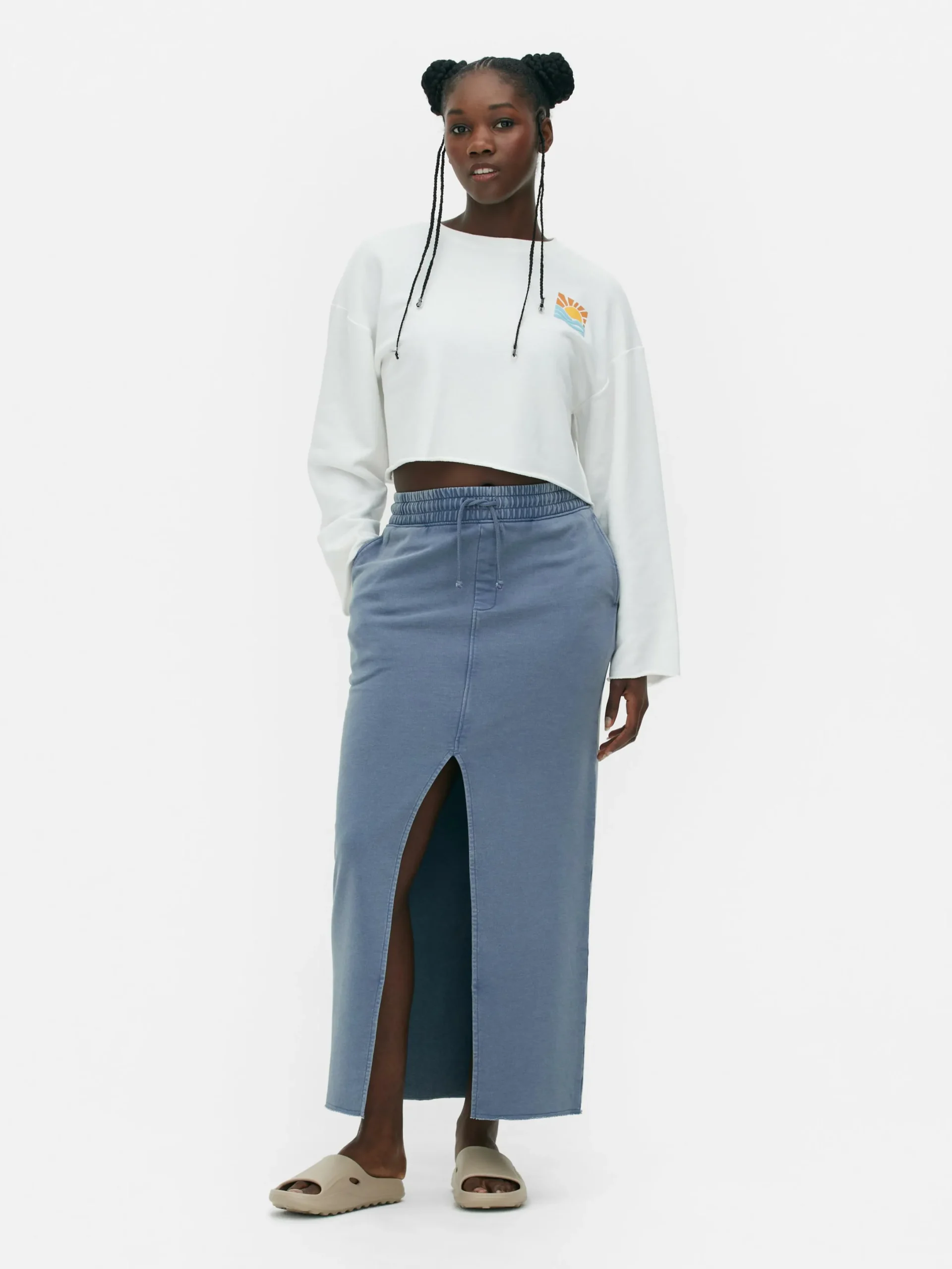 Mujer Primark Faldas|Falda Larga Con Lavado ácido