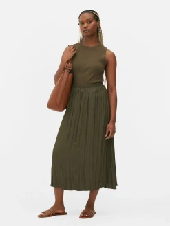 Mujer Primark Faldas|Falda Midi Plisada De Satén