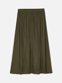 Mujer Primark Faldas|Falda Midi Plisada De Satén