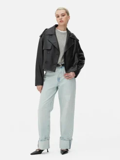 Mujer Primark Abrigos Y Chaquetas|Gabardina De Piel Sintética Corta