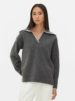 Mujer Primark Jerseys Y Cárdigans|Jersey Con Cuello Pespunteado