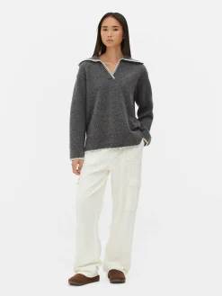 Mujer Primark Jerseys Y Cárdigans|Jersey Con Cuello Pespunteado