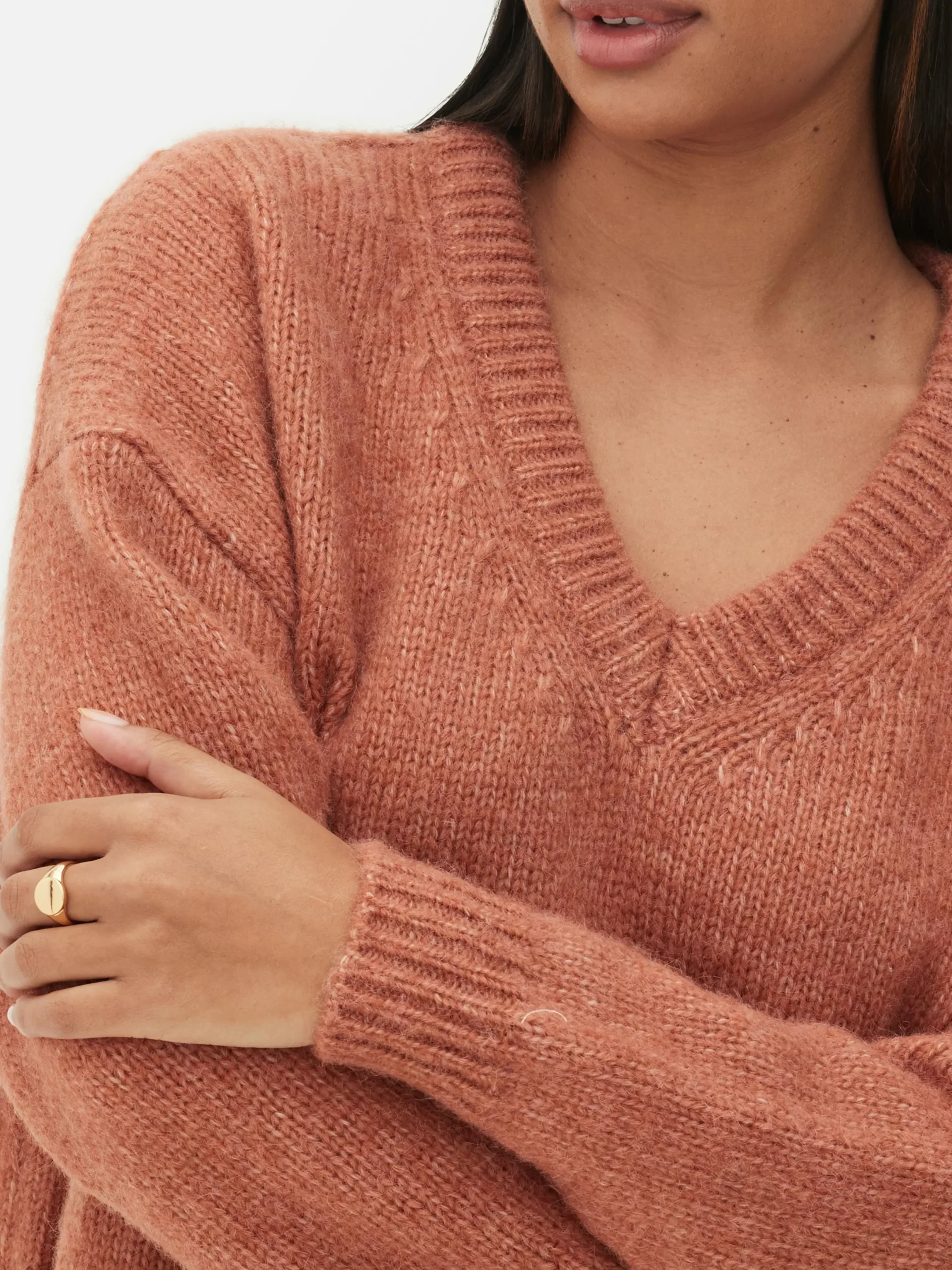 Mujer Primark Jerseys Y Cárdigans|Jersey De Corte Recto Con Cuello De Pico