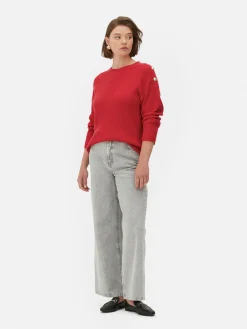 Mujer Primark Jerseys Y Cárdigans|Jersey De Cuello Redondo Con Botones Decorativos