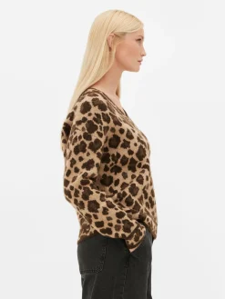 Mujer Primark Jerseys Y Cárdigans|Jersey De Leopardo Con Cuello De Pico
