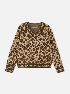 Mujer Primark Jerseys Y Cárdigans|Jersey De Leopardo Con Cuello De Pico