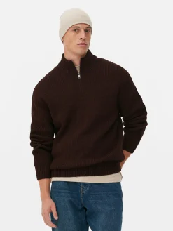 Hombre Primark Jerseys Y Cárdigans|Jersey De Punto Acanalado Con Media Cremallera