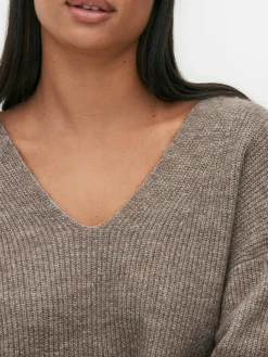 Mujer Primark Jerseys Y Cárdigans|Jersey De Punto Con Cuello De Pico