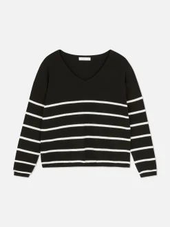 Mujer Primark Jerseys Y Cárdigans|Jersey De Punto Fino Con Cuello De Pico