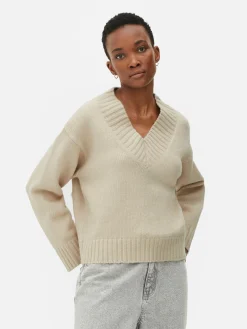 Mujer Primark Jerseys Y Cárdigans|Jersey De Punto Grueso Con Cuello De Pico