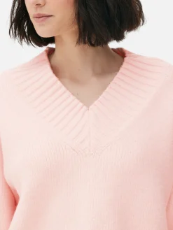 Mujer Primark Jerseys Y Cárdigans|Jersey De Punto Grueso Con Cuello De Pico