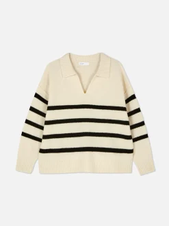 Mujer Primark Jerseys Y Cárdigans|Jersey De Rayas Con Cuello Tipo Polo